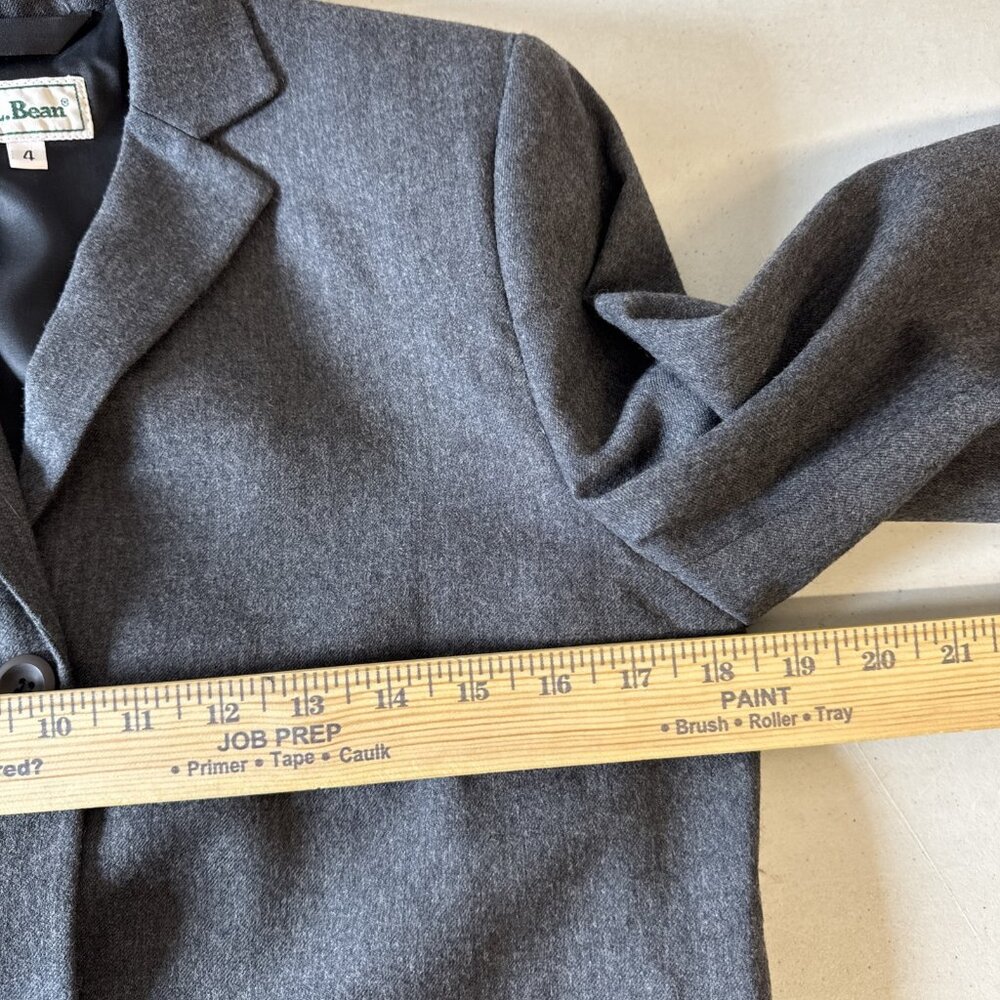 Vintage LL Bean Wool Blazer Jacket Womens Size 4 Grey Business Casual 3 Button - Picture 7 of 10